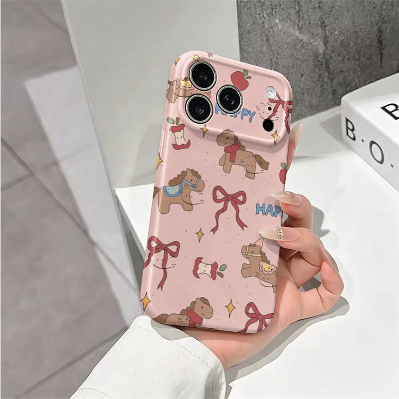 Honey Apple Bow Pony Pink Graphic Art Film Aesthetic Protective Shockproof Bumper Phone Case Cover For iPhone 14 15 16 Pro Max Plus