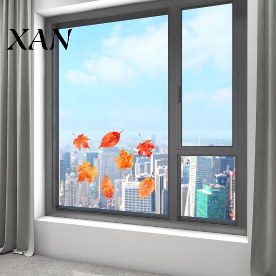 No Glue Window Sticker Watercolor Maple Leaf Static Cling Sticker, Removable & Decal Adhesive Home Decor, Decorative Glass for Bedroom and Balcony