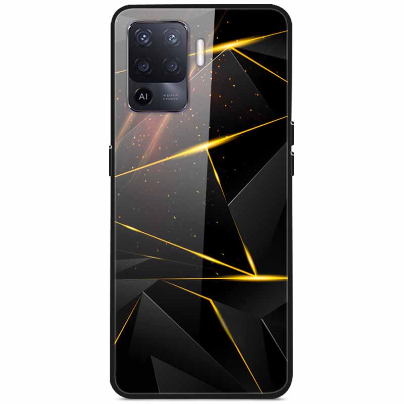 Закаленное Стекло Чехол для Oppo Reno5 Lite Жесткая Задняя Крышка для Oppo Reno 5 Lite Роскошный Расписной Reno5Lite Funda 6.43'' Ударопрочный