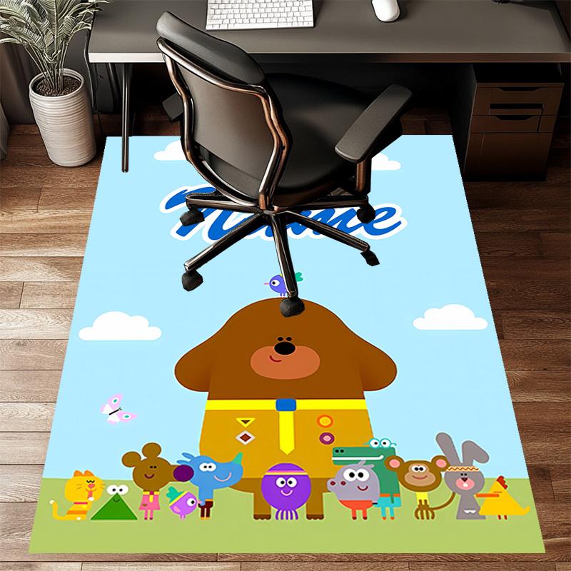 Custom Hey Duggee Mat Personalized Name, Polyester Washable Indoor Entryway Rug, Gift for Christmas, Easter, Thanksgiving Day