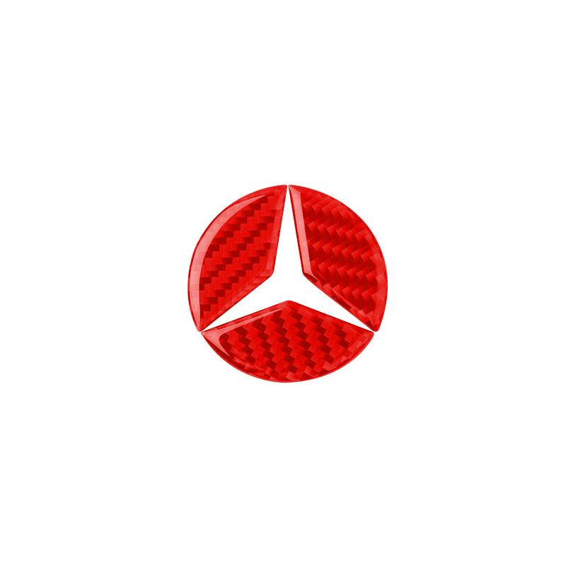 VRN2 1Pcs Car Steering Wheel Badge Sticker Carbon Fiber Decal Decoration Hubcap For Mercedes Benz E C A B G Class GLC GLE CLS CLA GLA