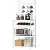Freestanding Shelving Unit, Industrial Storage Shelf with 6 Hooks and Wine Rack for Living Room, Home Office, White