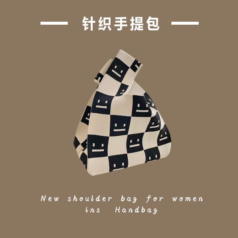 Ins Trendy Handbag Женская вязаная шерстяная сумка-ведро Ручная переноска Повседневная сумка-тоут Коробка для ланча