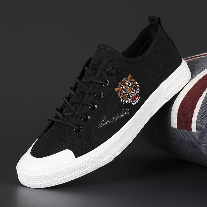 Мужские туфли из ткани Canvas, зонтичная ткань Ice Silk, дышащая тканевая обувь с низким верхом, на шнуровке, с мягкой подошвой, с вышивкой, модные повседневные туфли для мужчин