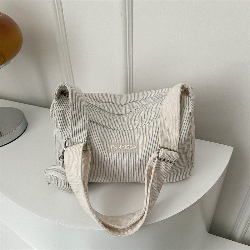 Corduroy Early Spring Trend Large Capacity Casual Solid Color Fashion Lightweight Shoulder Messenger Bag