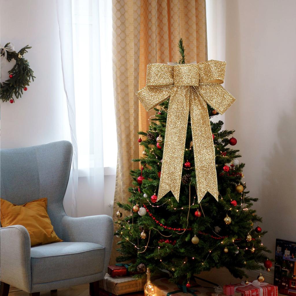 Ленточный венок, бант шириной 10 дюймов, длинный хвост 18 дюймов, лента для рождественской елки, зимние украшения, рождественский декор, декор входной двери