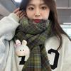 Thickened Knitted Plaid Scarf Korean Style Winter Cashmere Shawl Y2K Checkered Scarf  Unisex