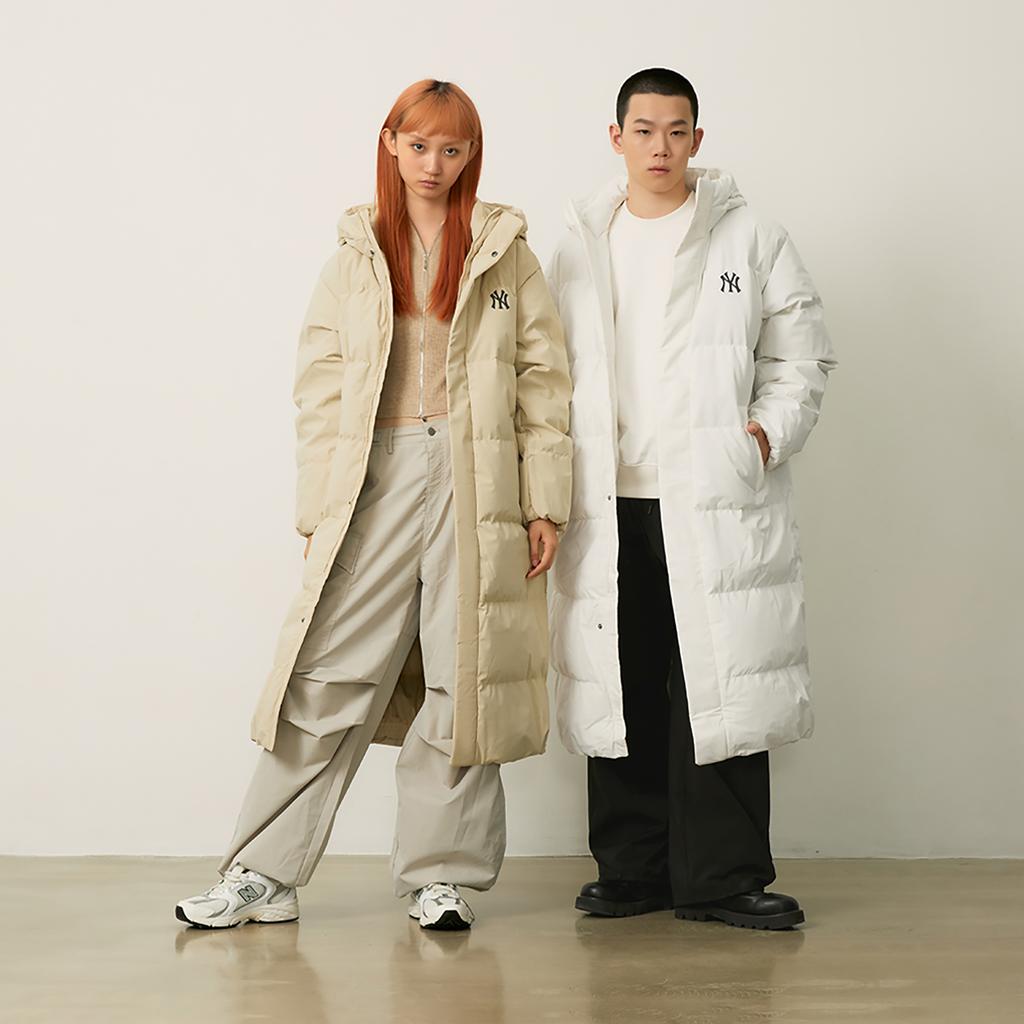 New MLB New York Yankees Basic Collection FW24 Down Jacket Unisex Linen Beige Yellow 3ADJB2146-50BGM