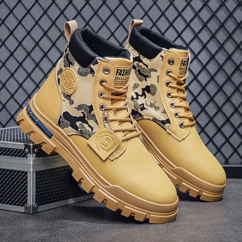 2025 Autumn New Men's Martin Boots Men's Shoes British Style Big Yellow Boots Outdoor Trendy Men's Boots Fashion Tooling Boots