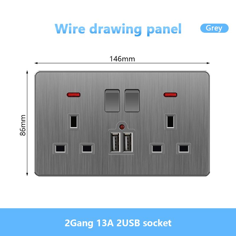 Универсальная 5-контактная розетка, стандартная британская настенная розетка USB на 13 А, 3-контактная электрическая розетка 220 В со светодиодным индикатором