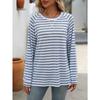 Autumn and Winter Women's Striped Color Collision Round Neck Long Sleeve Loose Top