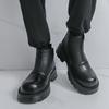 Модные резиновые челси на толстой подошве, высококачественные кожаные ботинки на высоком голенище на молнии, с круглым носком, городские деловые мужские ботинки
