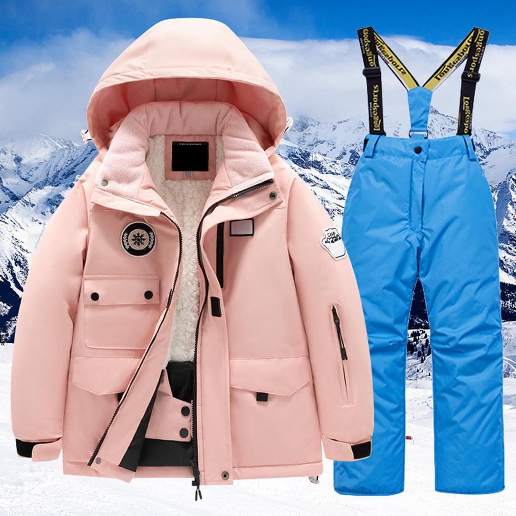 Winter Parkas Trousers Snowboarding Clothes Children's Ski Suit Girls' Outdoor Waterproof and Windproof Thick Warm Boys' and Girls' Ski Clothes