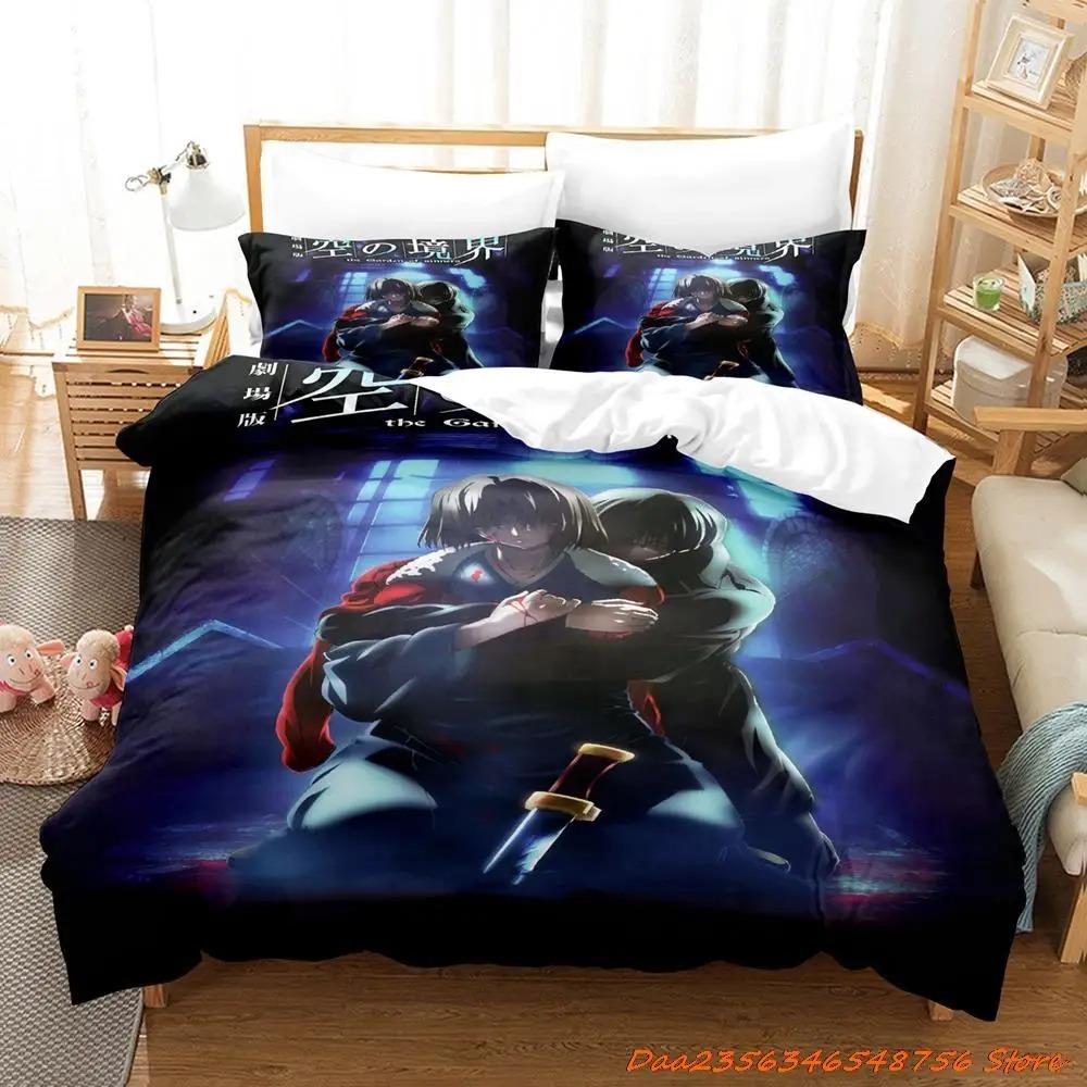 Kara No Kyoukai Bedding Set Cartoon Anime Three-piece Set Adult Kid Bedroom Duvetcover Sets 3D Kawaii Letto Matrimoniale