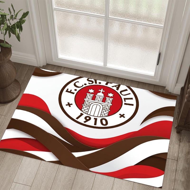 FC St. Pauli Football Design Crystal Velvet Carpet Cozy Non?Slip Printed Rug For Bedroom Living Room Entrance