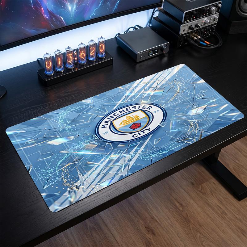 Большой игровой коврик для мыши с принтом Manchester City, нескользящий мягкий резиновый коврик для рабочего стола, декор для офисного ноутбука