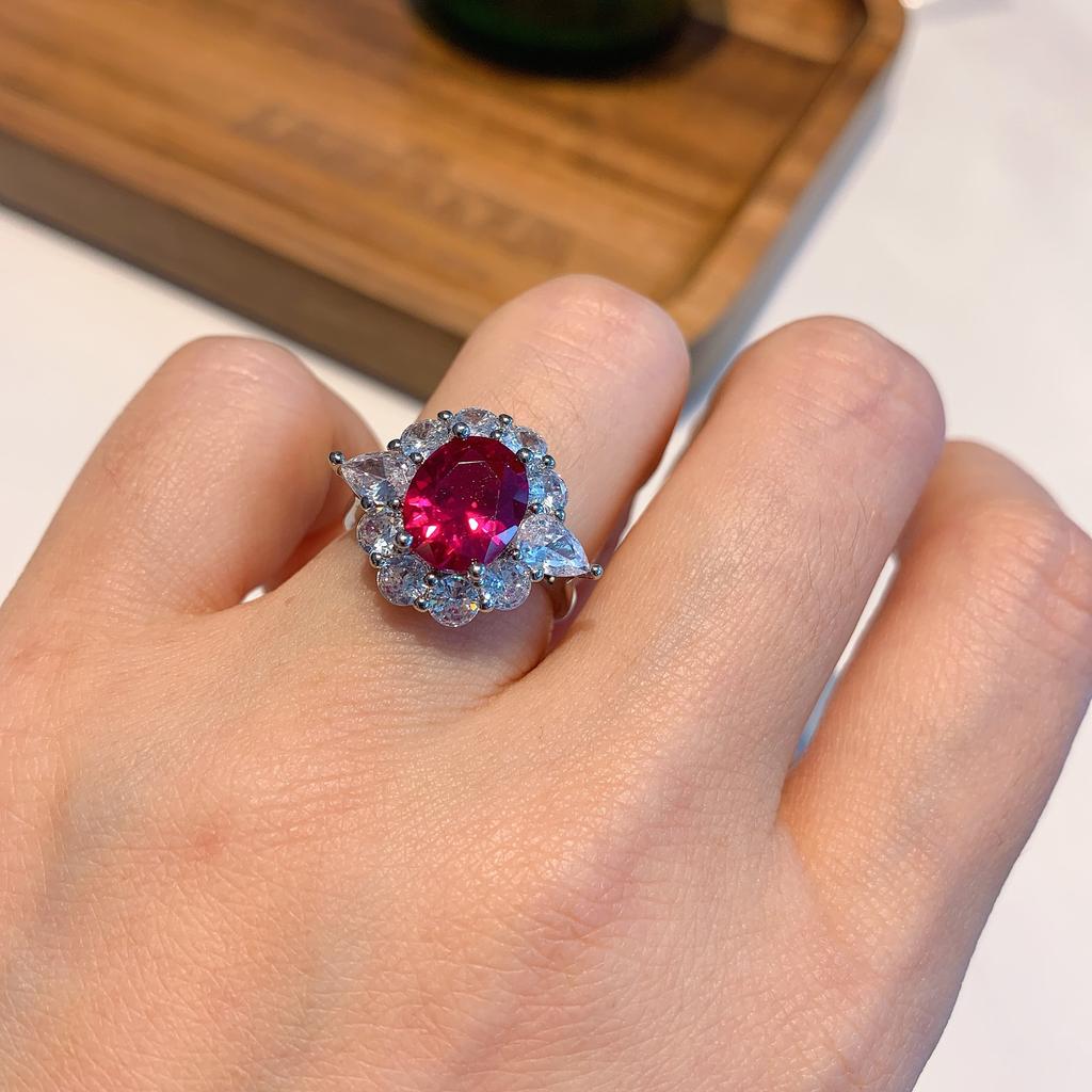 Ювелирные изделия Цветное сокровище Симуляция Красное стекло Кольцо Подвеска Пусеты Денье 8 * 10-6 * 8 Набор