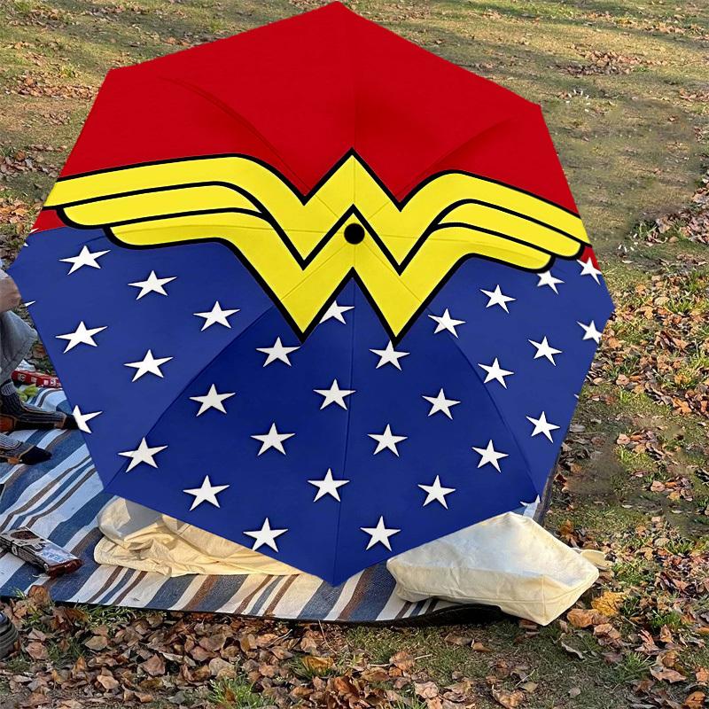 1PC Wonder Woman Umbrella-8-Rib Reinforced, Automatic Open, Lightweight & Durable, Cute Fashion Accessory for Outdoor-Y0314