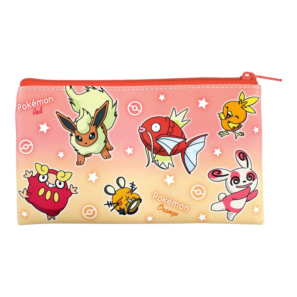 Pokemon Flat Multi Pouch, Red & Orange Gradient - Charizard, Flareon & More