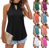 Women's Fashion Summer Solid Color Vest Hanging Neck Lock Hole Sleeveless Shirt Loose Top