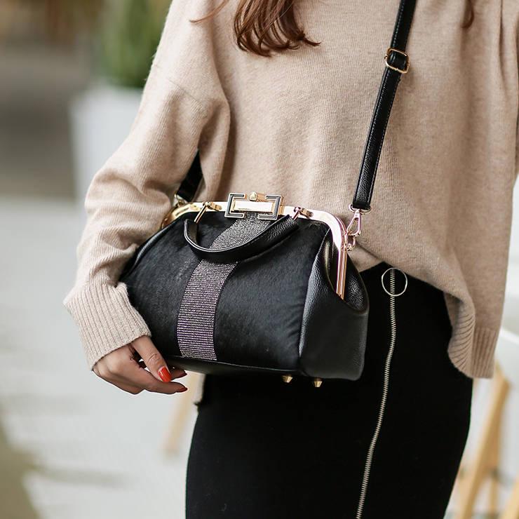 Женская сумка, модная черная сумка из конского волоса со стразами, модная сумка через плечо, сумка-мессенджер