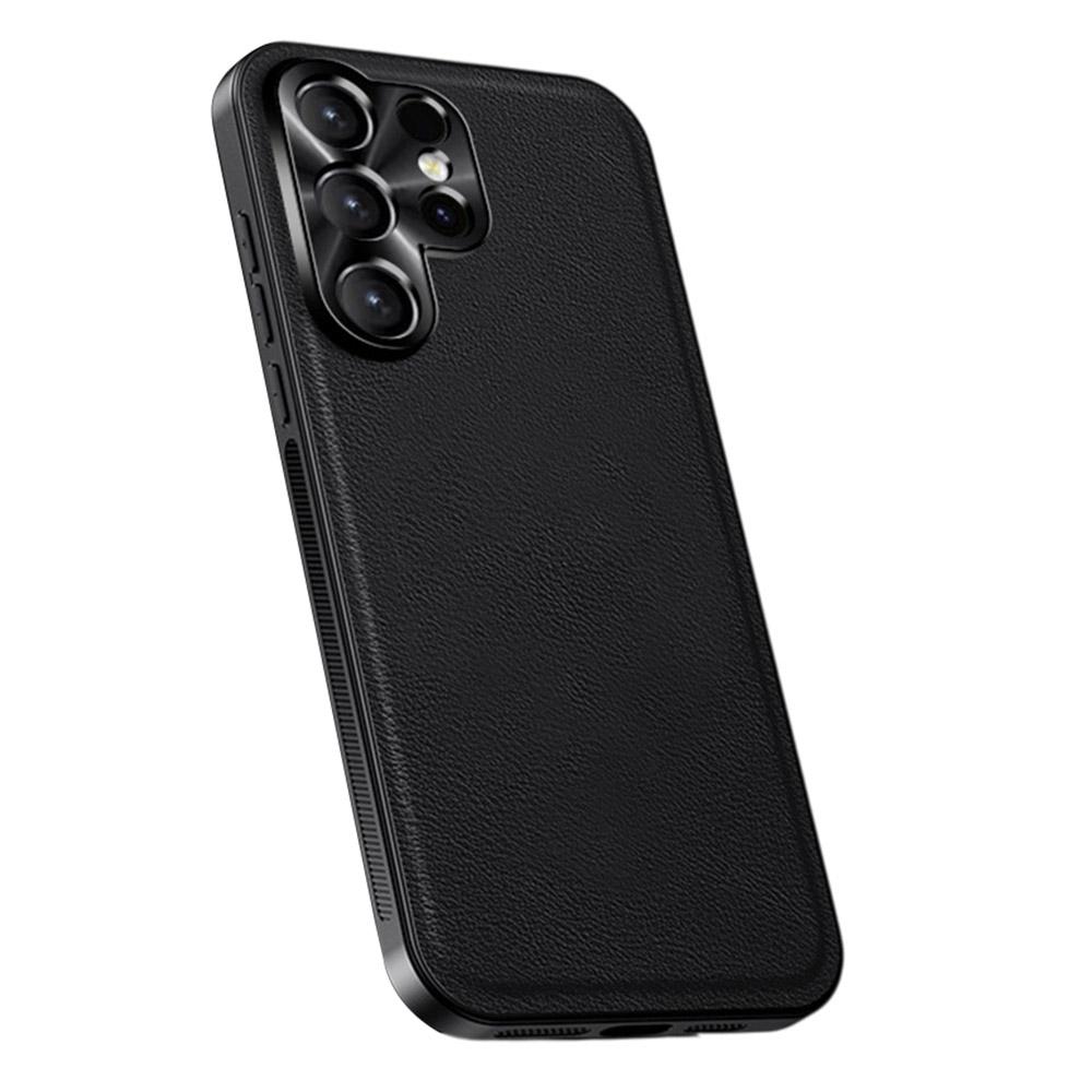 For Samsung Galaxy S25 Ultra Case PU+TPU+PC Phone Back Cover with Metal Lens Frame