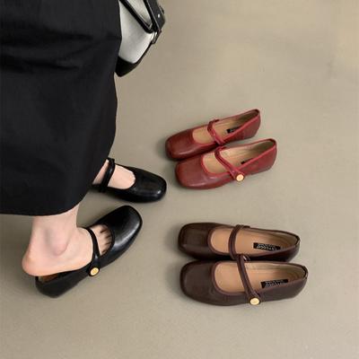 Легкие туфли-лодочки красного цвета, женские, новые весенне-осенние, корейская версия, французский ретро-сказочный стиль, балетки, мягкие, плоские, Мэри Джейн
