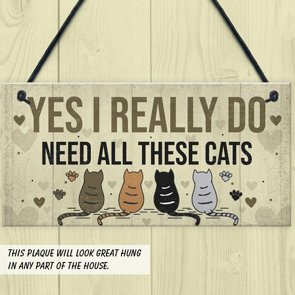 Wooden Funny Door Hanging Bedroom Christmas Cats Sign Pet Lover Hanging Plaques Friendship Sign