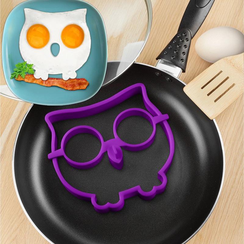 Cute Silicone Lovely Owl Egg Fried Shaped Mold Shaper Ring Kitchen Gadget Cooking Tool