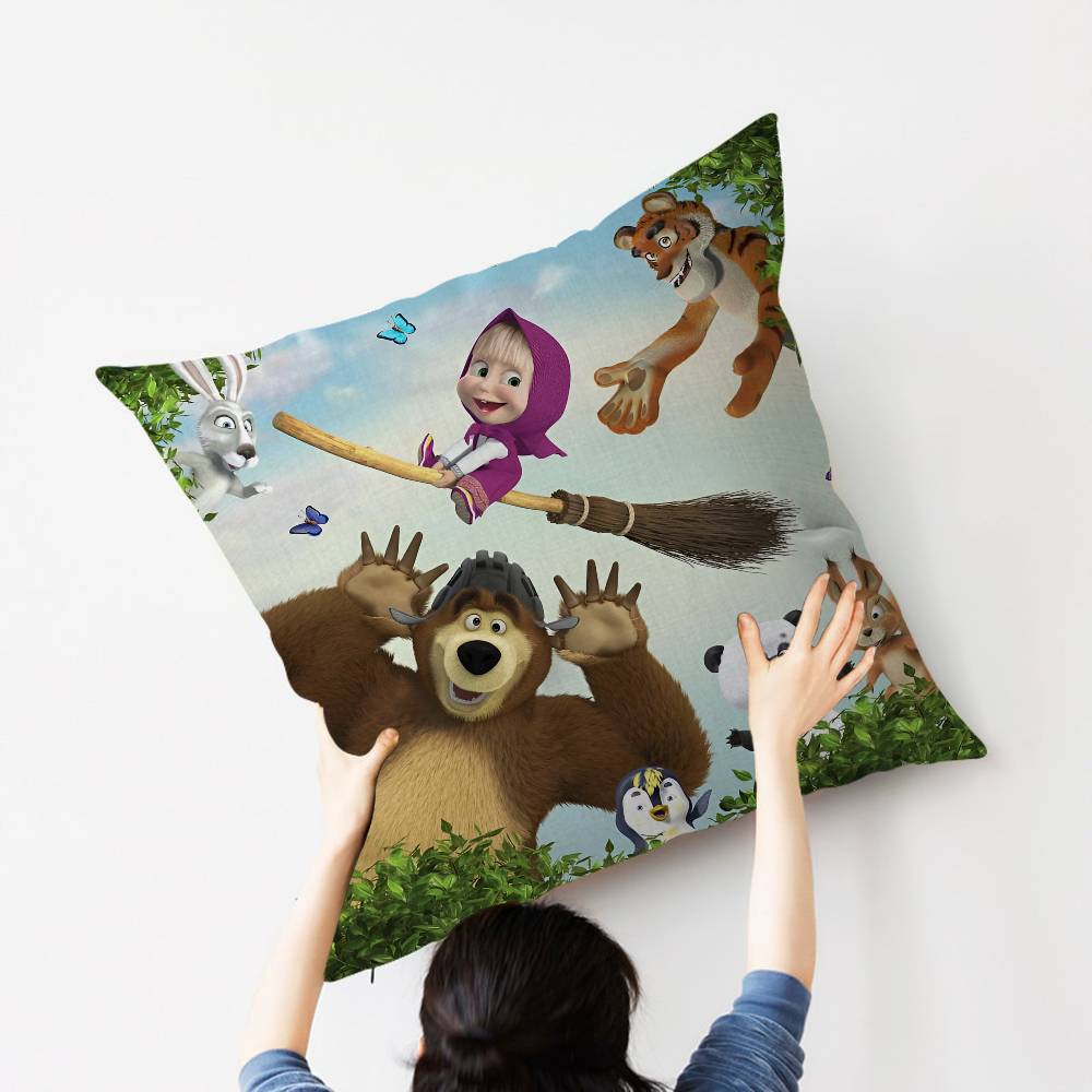 MMasha And BBears Personalized picture text home decorative pillows Household Gifts 45x45cm