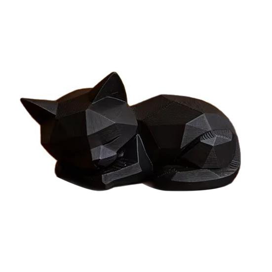 Геометрическая Фигурка Спящего Кота, Минималистичная Статуэтка Кота, 3D Печать, Абстрактная Скульптура Животного для Стола, Полки, Домашнего Офиса