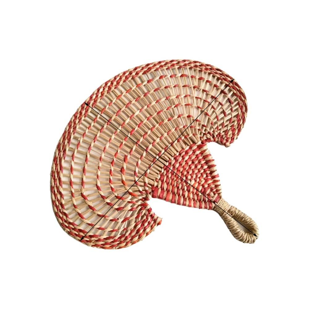 Gift Colorful Hand-woven Straw Fan Bohemian Anti-Mosquito Decorative Handmade Fan Portable Vintage Cattail Fan Beach