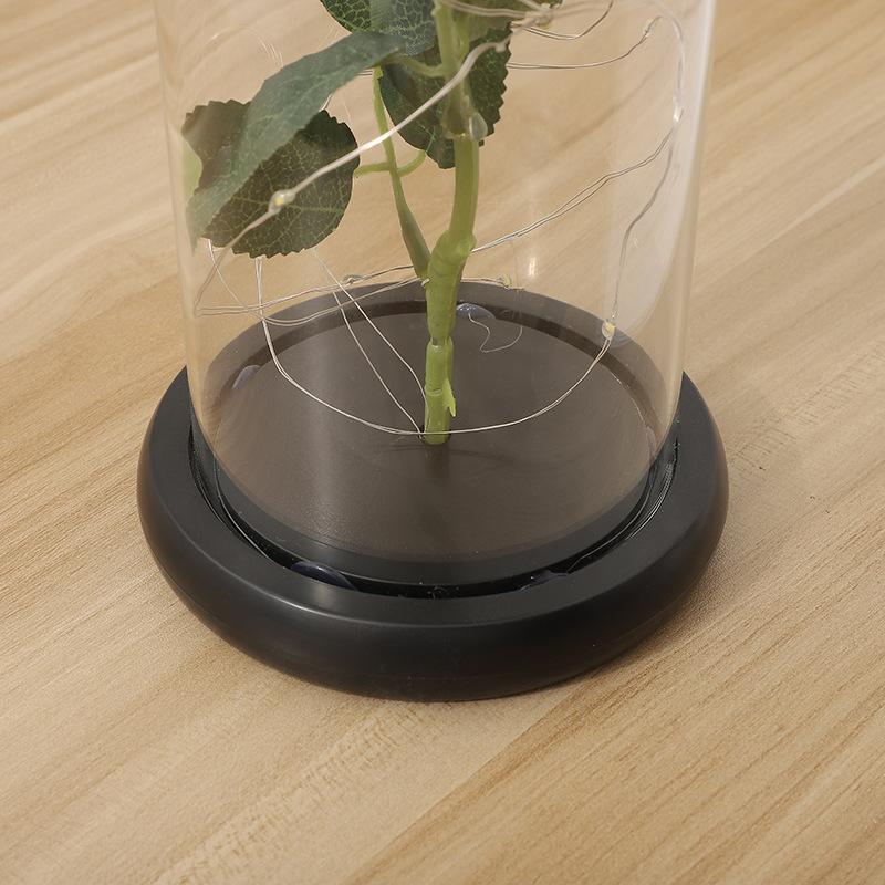 Glass Cover Immortal Rose Flower Ornaments LED Luminous Artificial Flower Creative Christmas Valentine's Day Gift