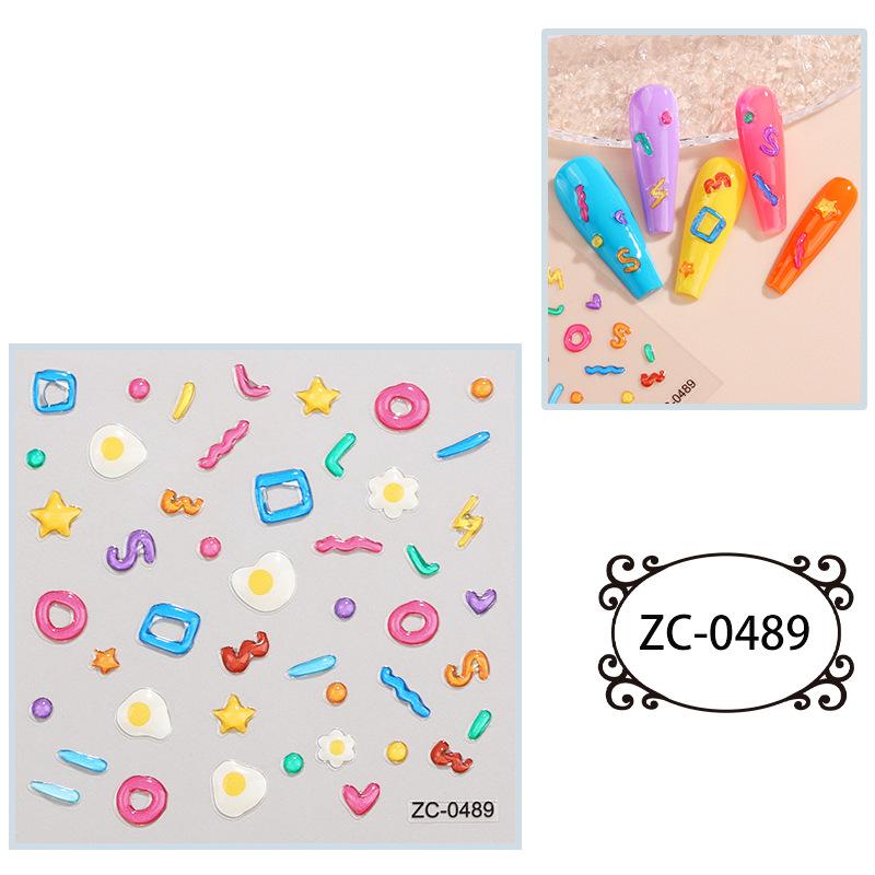 Мягкие клейкие наклейки для ногтей с тиснением, симпатичные 5D трехмерные наклейки для ногтей в виде звезд
