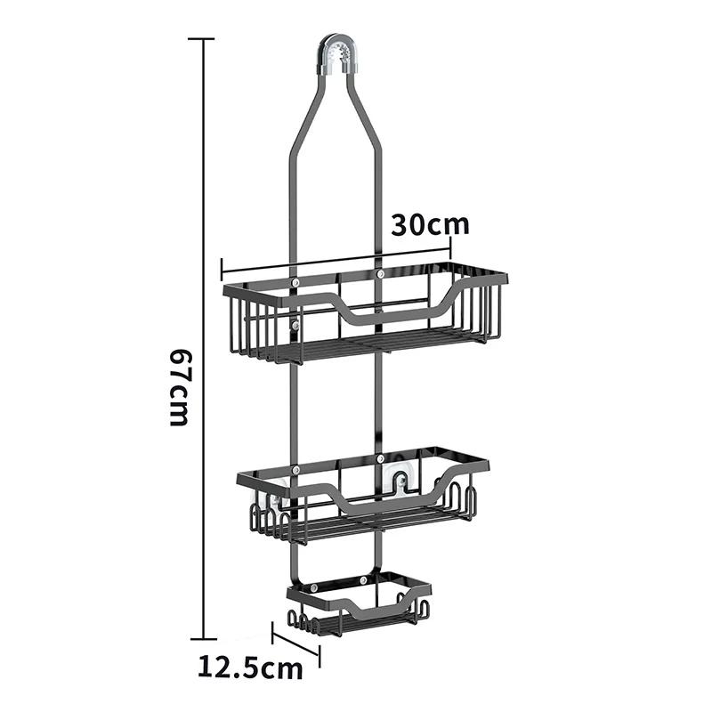 Полка для ванной комнаты, подвесная полка для душа, металлическая 3-слойная полка для геля для душа, органайзер для туалетных принадлежностей с держателем для мыла, стеллаж для хранения в ванной комнате