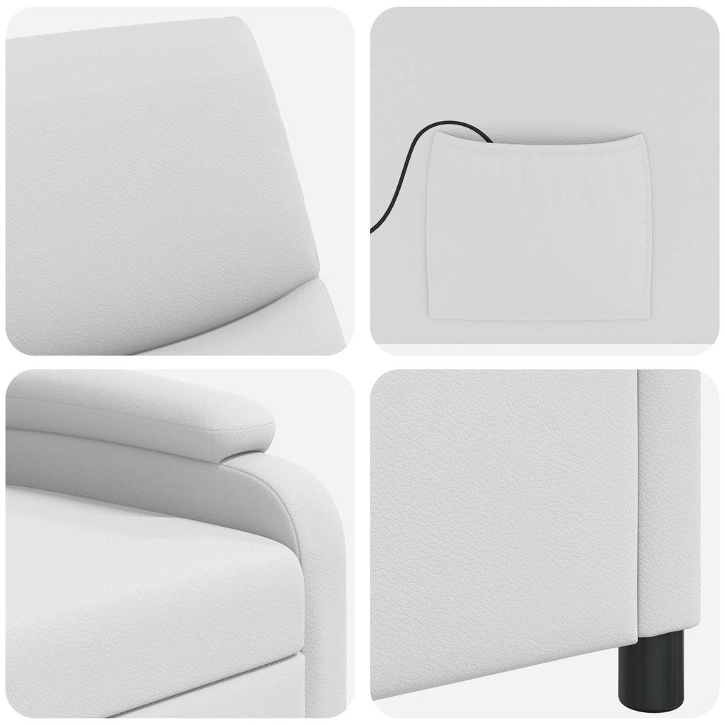 Massage Recliner White Faux Leather