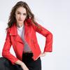 Красная весенне-осенняя женская куртка из искусственной кожи, женская однотонная байкерская куртка на молнии, женская повседневная верхняя одежда, мотоциклетные куртки