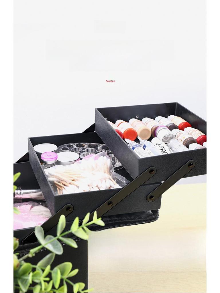 Большой многослойный профессиональный органайзер для макияжа и тату-инструментов