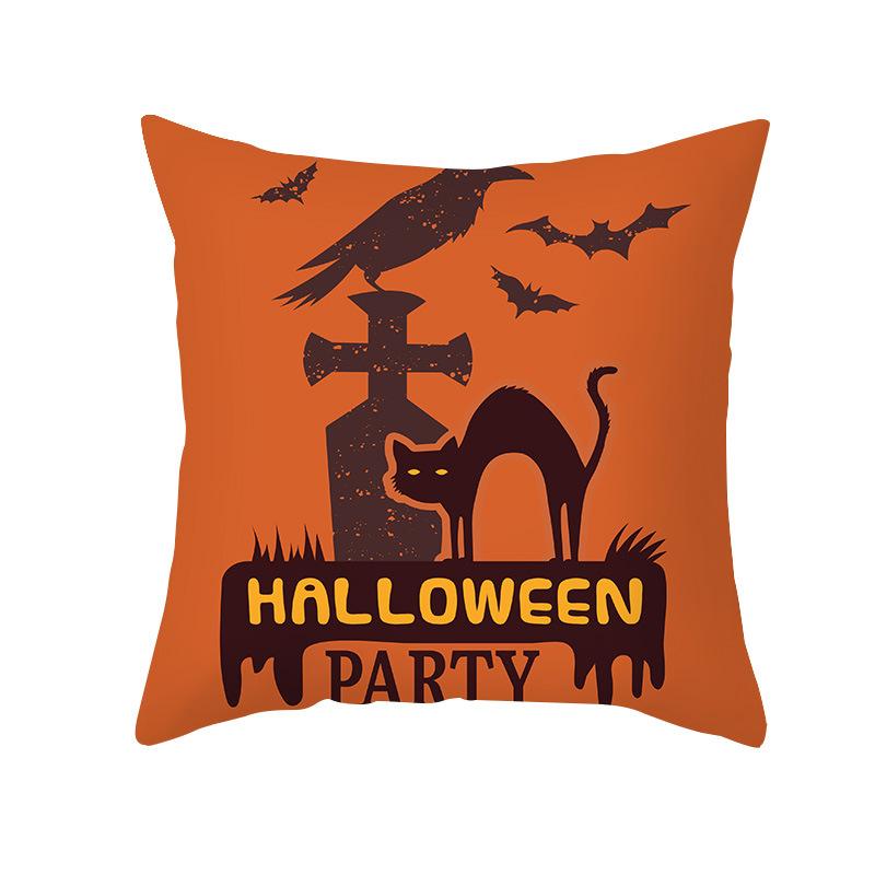 Halloween Cartoon Skull Spider Demon Bat Decorative Pattern Pillow Case Bedroom Living Room Sofa Cinema Garden Throw Pillow Case