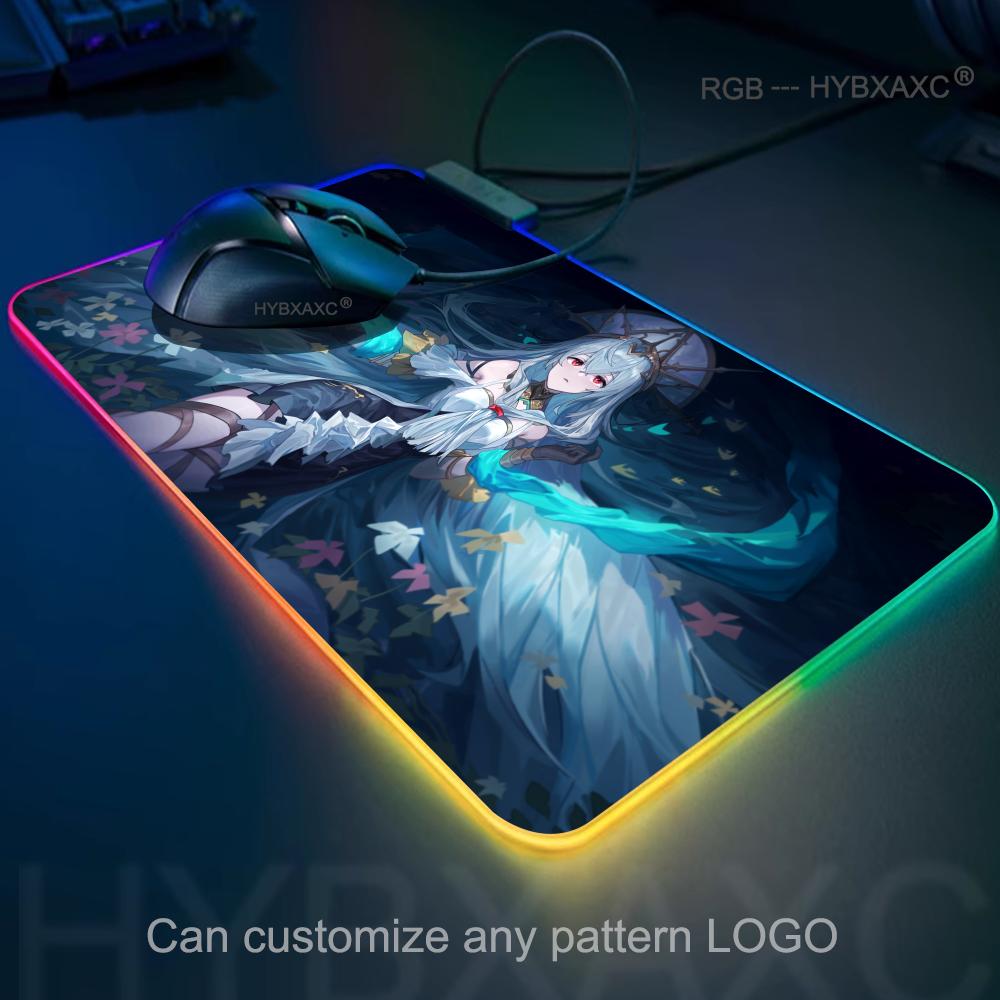 Arknights Амия Чен Нянь Даск Лин Скади Техас Большой Коврик для Мыши RGB Игровой Коврик для Мыши Стол Геймер Большой Светодиодный Свет XXL Коврик для Мыши
