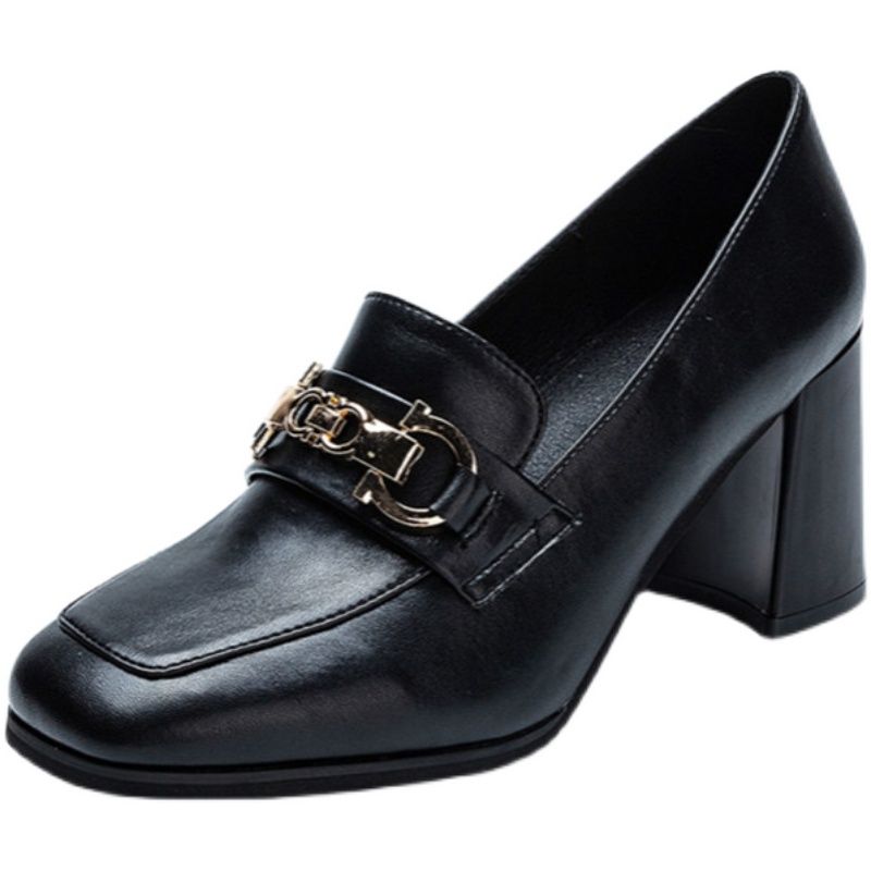 FHC Новые Женские Мягкие Туфли-Лодочки, На Высоком Каблуке, Лоферы, Мелкие Туфли, Квадратный Носок, Без Шнурков, Британский Стиль, Черный, Бежевый, Прямая Поставка