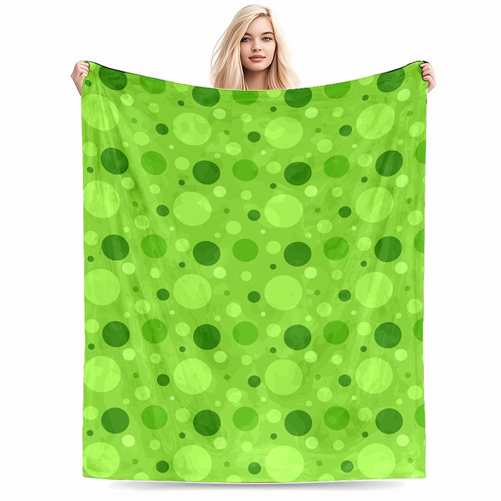 Green Polka Dot Pattern Keep warm.Flannel blanket for bedroom, living room, sofa, and nap