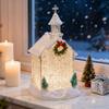 Christmas House Night Light Plastic Church Cottage Decor with LED Glow Decorative Holiday Lighting for Indoor Outdoor Holiday Display