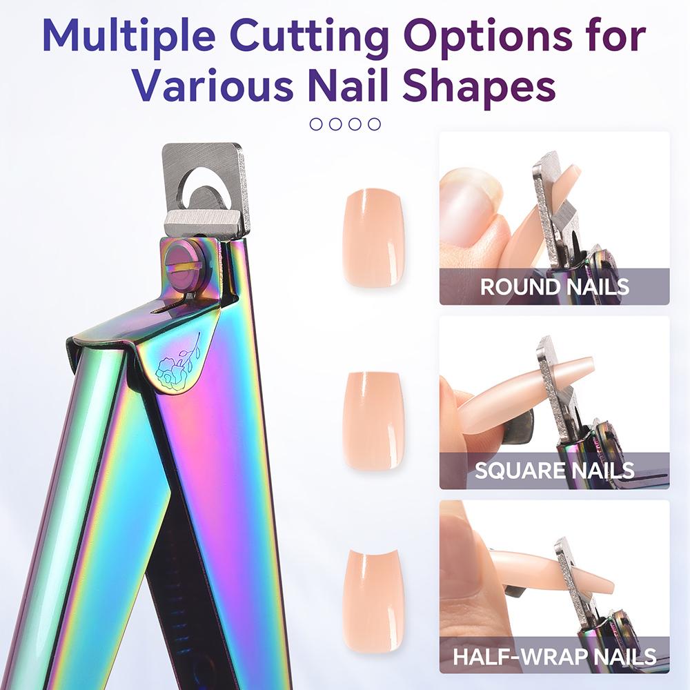 Stainless Steel Colorful Nail Clipper Scissors U-Shaped Manicure Nail Molding Tool Adjustable Angle To Trim Nail Shape False Acr
