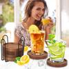 1/4/6Pcs Minimalist Wooden Coasters Natural Absorbent Modern Rustic Heat Insulation Pad with Bracket Eco-Friendly Table Mat Desk