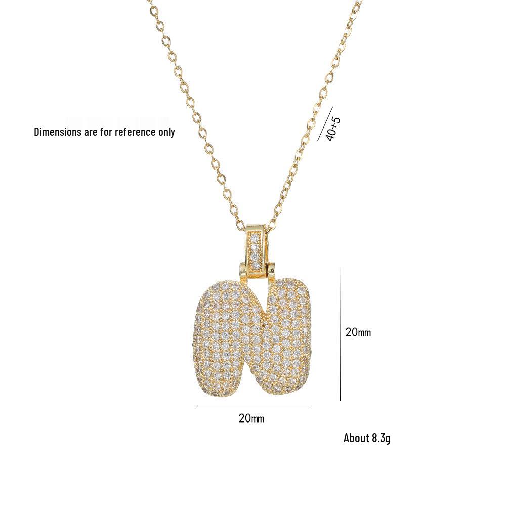 Женское ожерелье в европейском и американском стиле из меди и циркония с инициалом - Модная ключичная цепочка