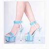 17Cm fish mouth fine high heel glitter crystal sandals women's summer simple waterproof table open-toe buckle thin women's shoes