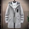 Spring and Autumn Large Size Men's Medium and Long Hooded Jacket Trench Jacket Men's