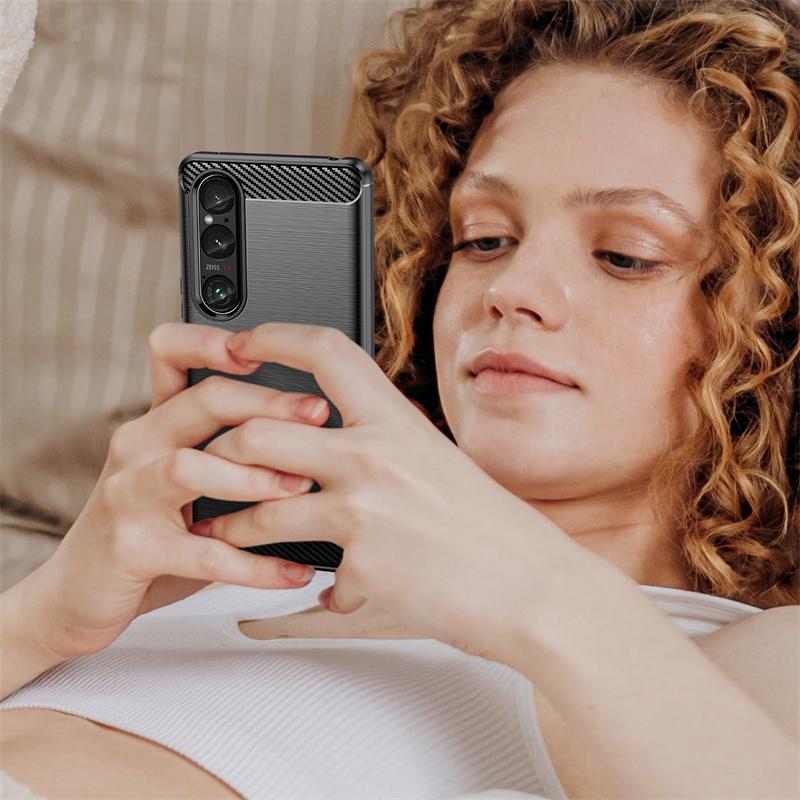 Гибкий чехол TPU для Sony Xperia 1 10 VI 1 10 5 V VI III Защитный чехол Противоударный текстурированный деловой чехол с полной защитой
