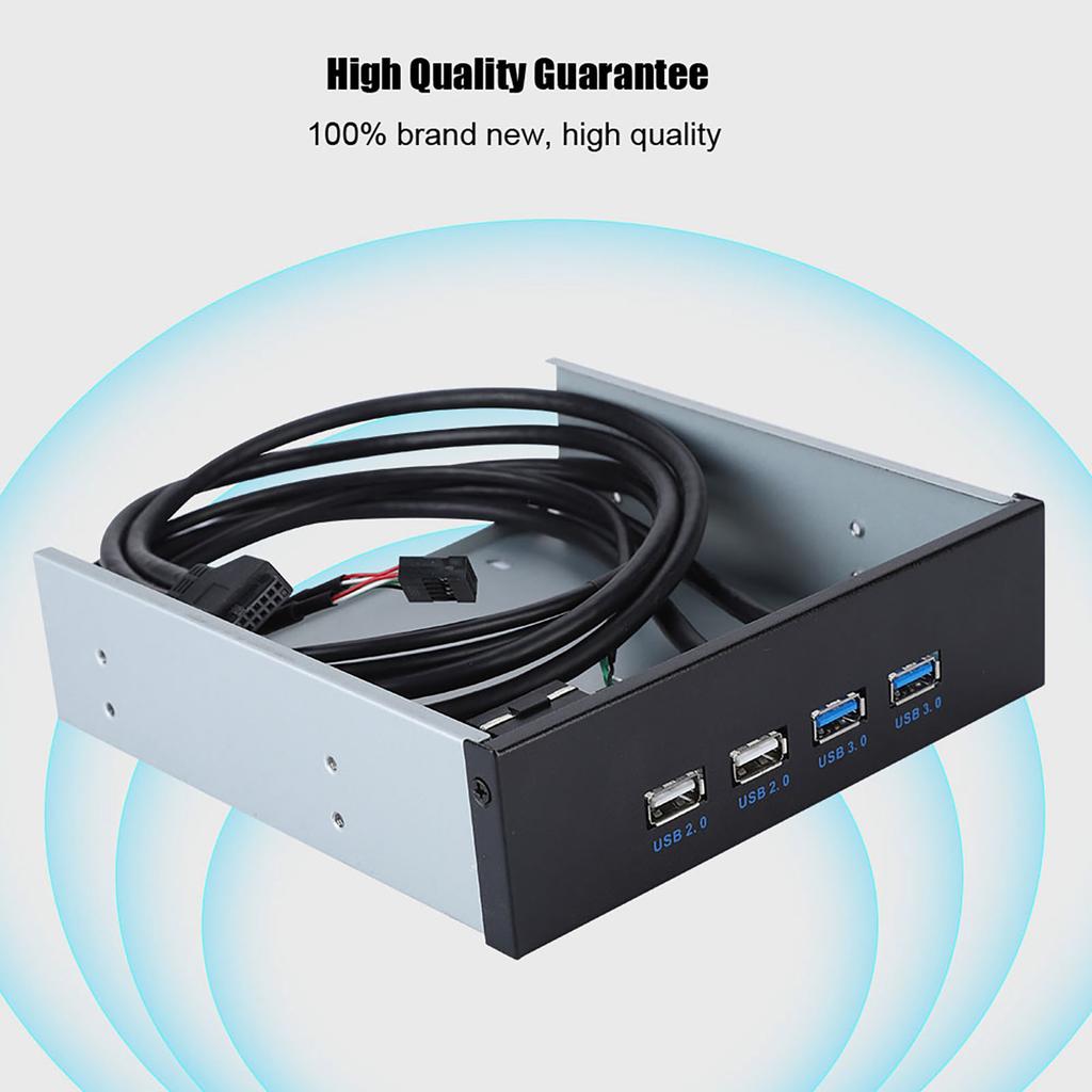 5.25 Inch 19 Pin 9Pin To USB 3.0 USB 2.0 4 Port Metal Optical Drive Bay